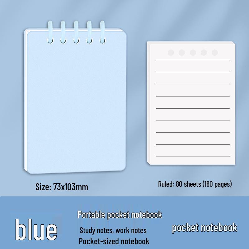 Macaron Color Mini Spiral Pocket Notebook - Student Diary синий