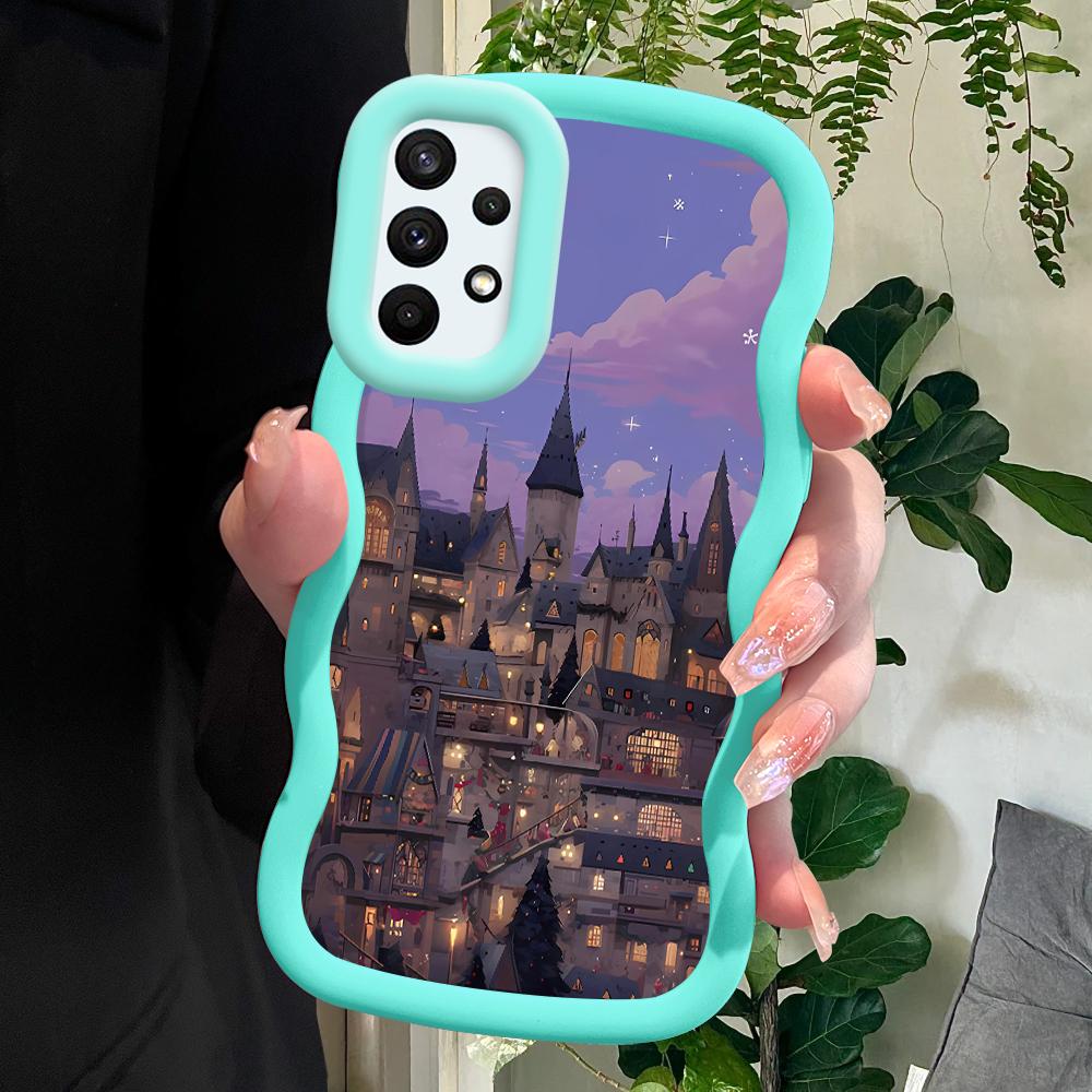 

Окрашенный узор Big Wave Edge Мягкий силиконовый материал Macaron чехол для телефона противоударный защитный резиновый чехол для Samsung Xiaomi Poco Redmi Xiaomi Poco C75 5G синий