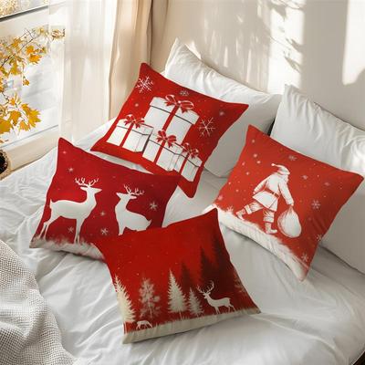 Christmas Decor Cushion Pillowcase Printed Polyester 45X45Cm Throw Pillowcover Decorative Sofa Cushion Pillowslip Home Decor