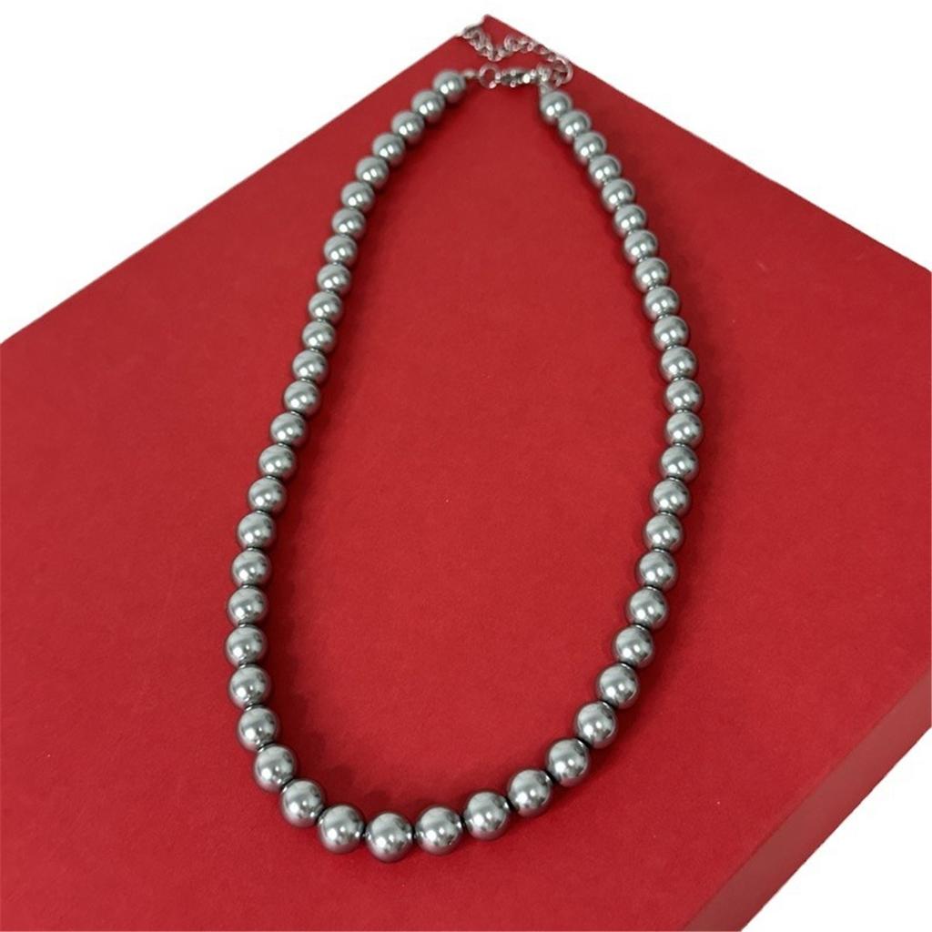 Tooxika Vintage Luksusowy Naszyjnik z Szarych Pereł Prosty Temperament Zimny Wiatr Łańcuszek na Obojczyk Damski Łańcuszek do Swetra