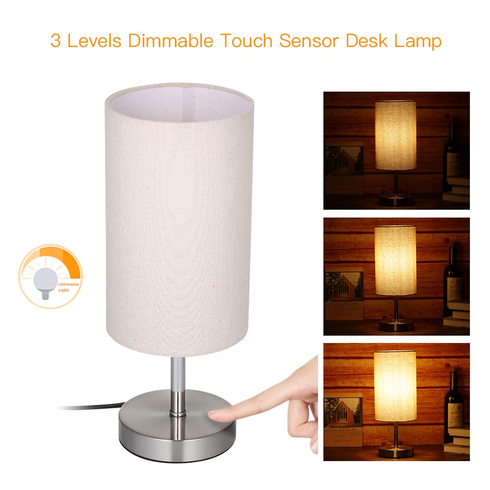 

Tomshine AC220V Beside Light Desk Lamp with 6W Dimmable Bulb Touching Control 3 Levels Adjustable Brightness E27 Base EU Plug