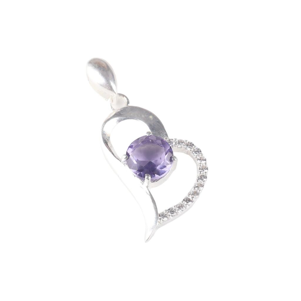Iolite Gemstone 925 Sterling Silver Jewelry Zircon Pendant1.37" Anniversary Gift CZP-5-6