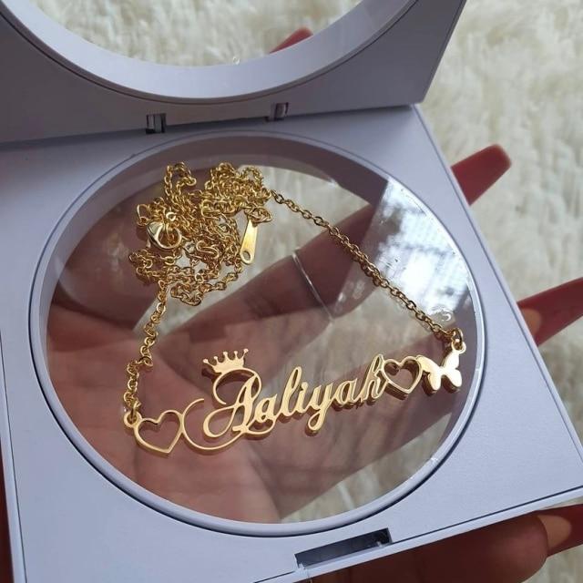 Noelia Customized Name Necklaces Stainless Men Steel Letter Gold Color Choker Necklaces Pendant Personalized Nameplate Present Gift Idea WomenTrendy