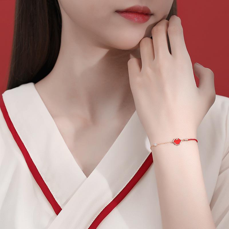 Palace Museum Ruyi Lock Bracelet - Lucky Red Rope, Women's Bestie Gift for Christmas & New Year.