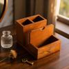 Wooden Desk Organizer with Tray Solid Wood Tabletop