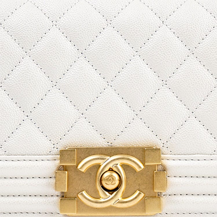 Chanel Grain Embossed Calfskin Crossbody Bag, Shoulder Bag Small Women's Pearlescent White A67085-B09142-10601