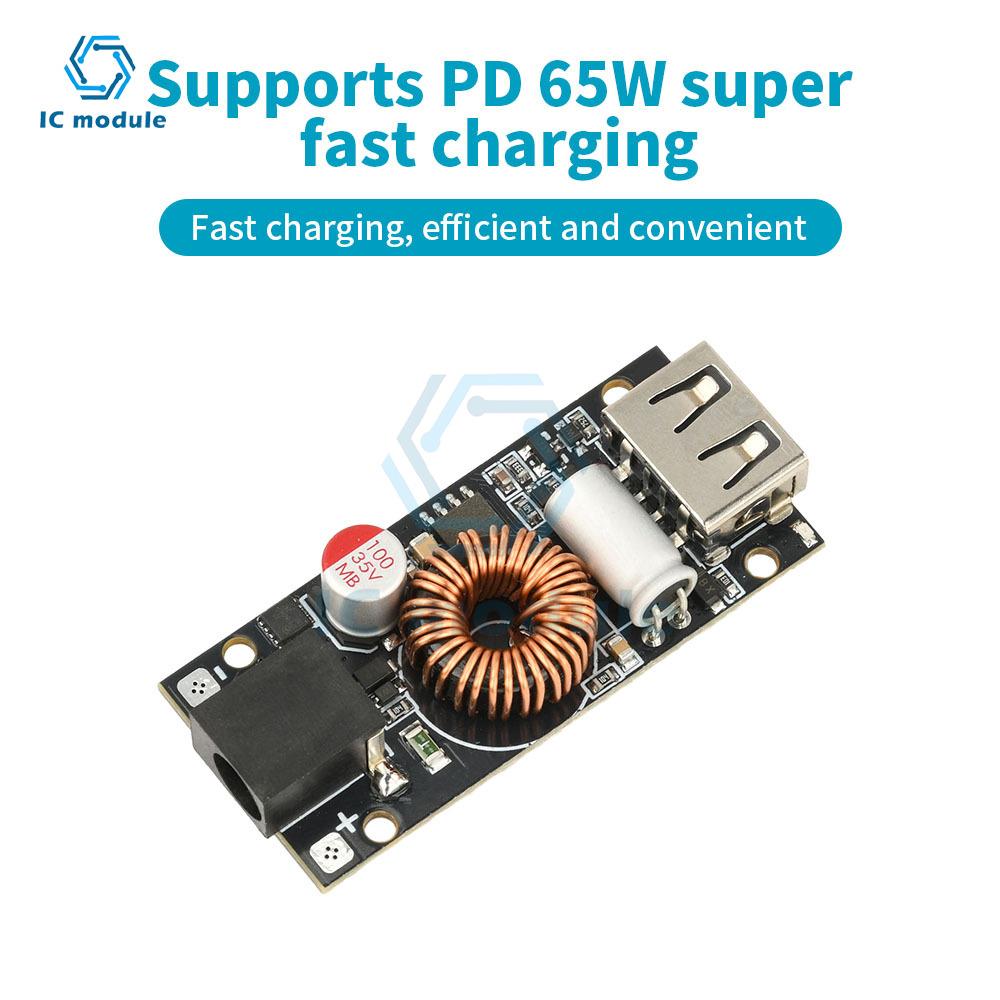 PD65W Fast Charging Module Multi-Protocol Mobile Phone Fast Charging Board DC 7-35V to USB/Type-C Car Charger for Phones Laptops