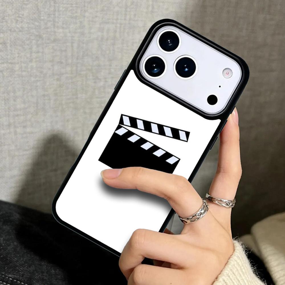 Capa Case for iPhone 17 Air 16 Pro Max 15 Plus 11 13 Mini 14 12 Back Phone Cover Film Movie Clapperboard Clapper Board