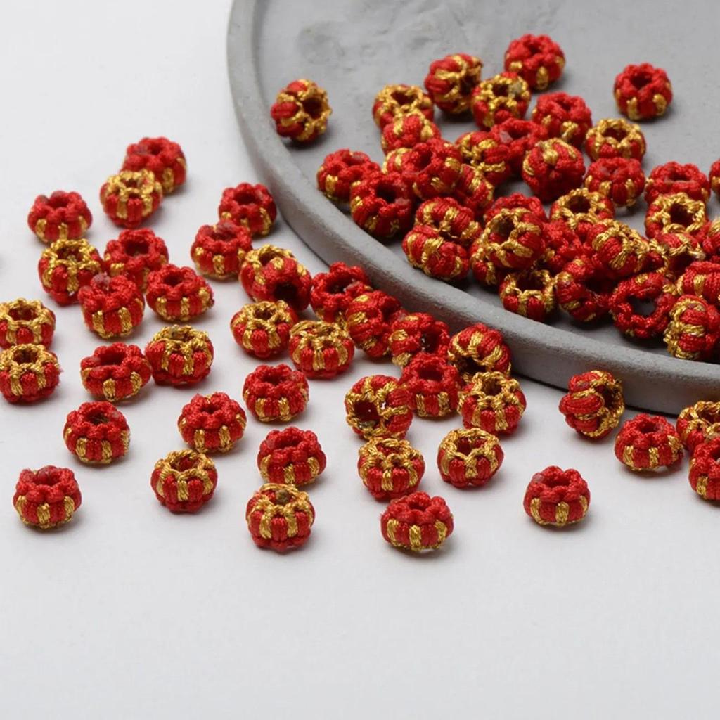 Seiko Handmade Woven Lantern & Lotus Knot Spacer Beads - Non-slip Hand Rope Accessories with 3mm Hole