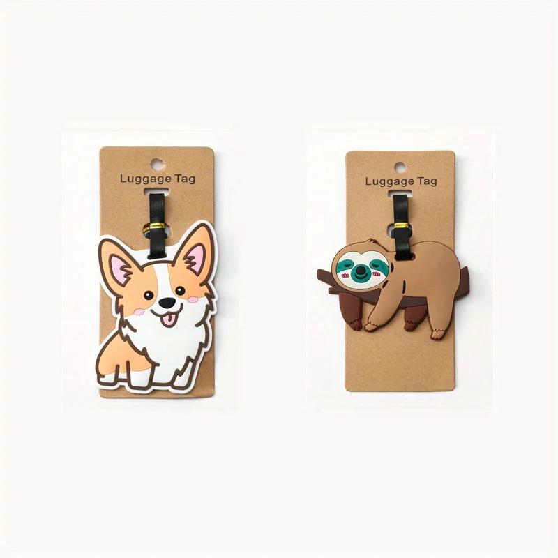 1pc Cute Corgi Travel Accessories Luggage Tag Creative Fashion Style Silicon Portable Travel Tag ID Address Holder