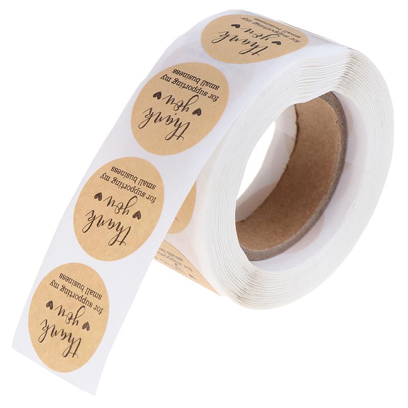 500Pcs/Roll Handmade Thank You Stickers Paper Label  Round Stationery Decor