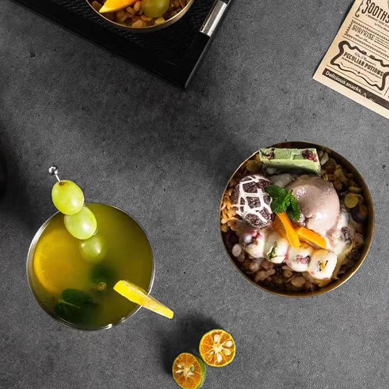 1Pc Dessert Cup Cafe Fruit Easy To Clean Ice Cream Bowl Hotel High Footed Stainless Steel Pudding