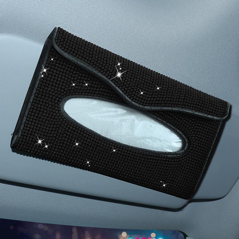 Diamond Crystal Car Tissue Box Holder High-end Luxury Sun Visor Multicolor Paper Box Bling Auto Interior Storage Car Acessories