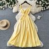 Women's Elegant White Satin Long Dresses Wedding Guest Cocktail Evening Party Dress Square Neck Sleeveless Slim Long Dress
