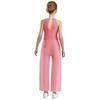 Girls Rhinestone Dance Bodysuit - Shimmery Sleeveless Jumpsuit with Keyhole Back & Side Splits, Built-in Briefs for Performances