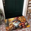 1pc Autumn Gnome Entrance Mat, Thanksgiving Squirrel Mushroom Decorative Carpet, 1.2 Cm Thick Polyester Fiber Mat, Suitable for Living Room, Bedroom,