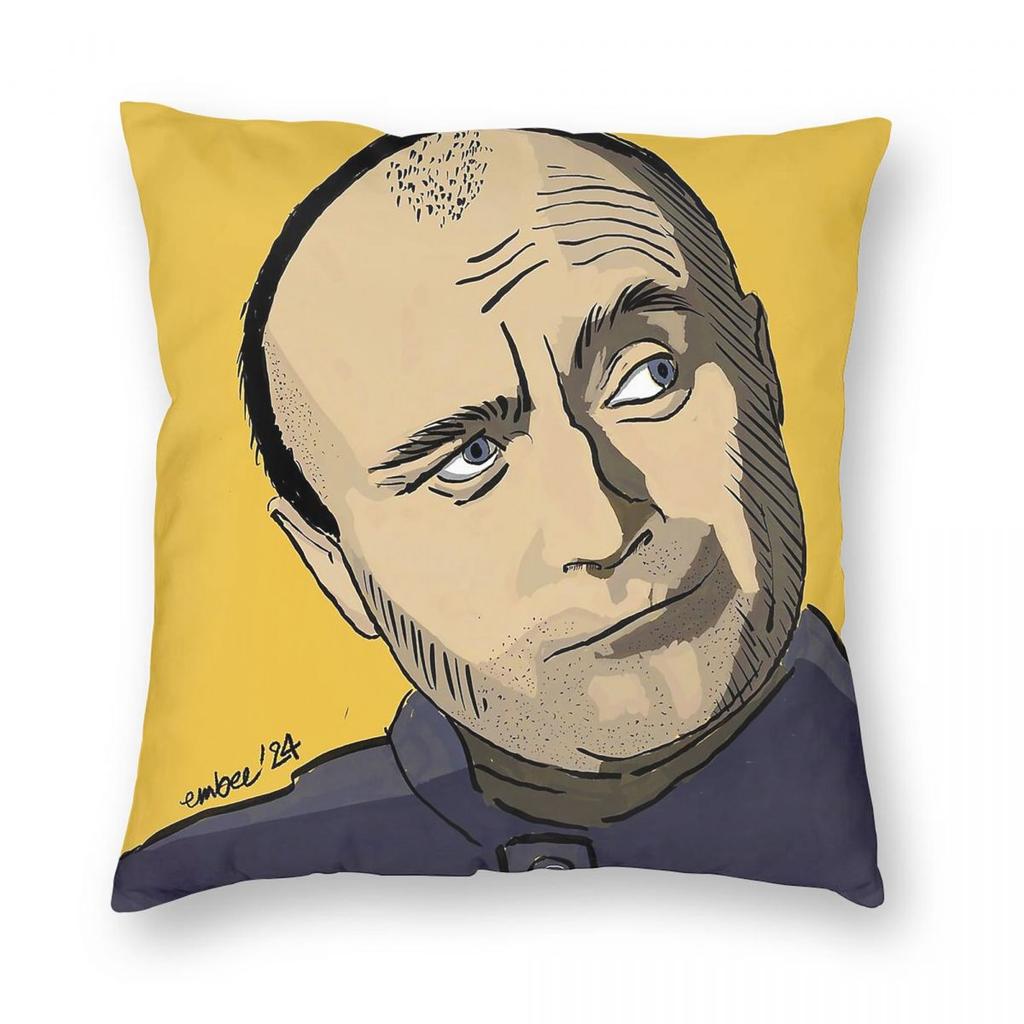 Phil Collins Drummer Pillowcase Polyester Linen Velvet Printed Zip Decorative Bed Cushion Cover