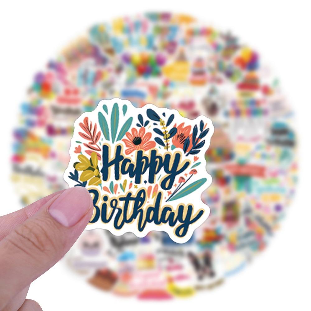 55Pcs Happy Birthday Creative Graffiti Stickers Suitcase Water Cup Stationery Laptop Refrigerator Decoration Diy Decals
