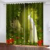 Deep Green Forest Children'S Style 3D Fashion 2 Pieces Boys Kid Window Blackout Curtain Living Room Bedroom Decor