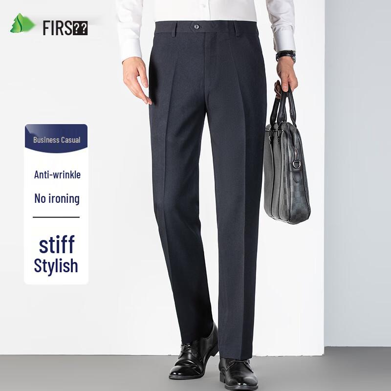 Men's Wrinkle-Resistant Straight Fit Dress Pants