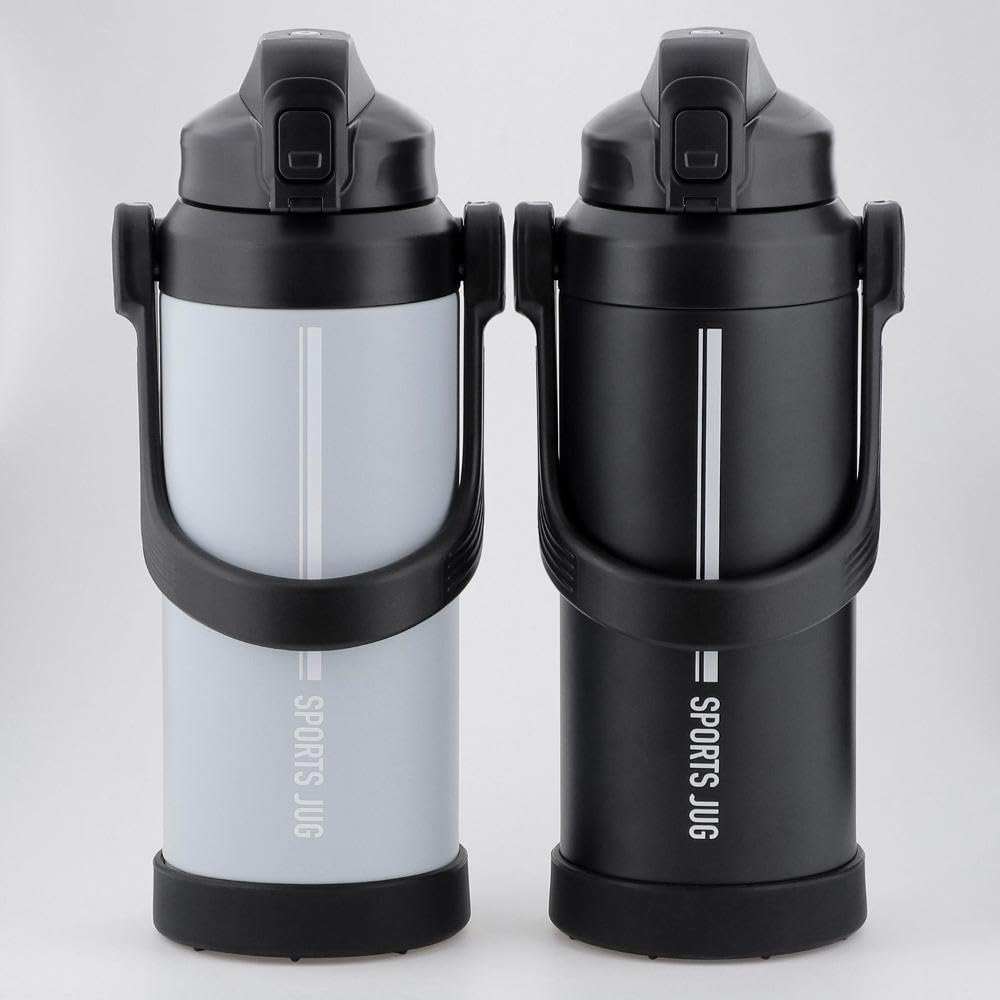 Bestco Doppelwandige Sport-Trinkflasche aus Edelstahl für Kaltlagerung nur Schwarz 2,2 l NQ-0321