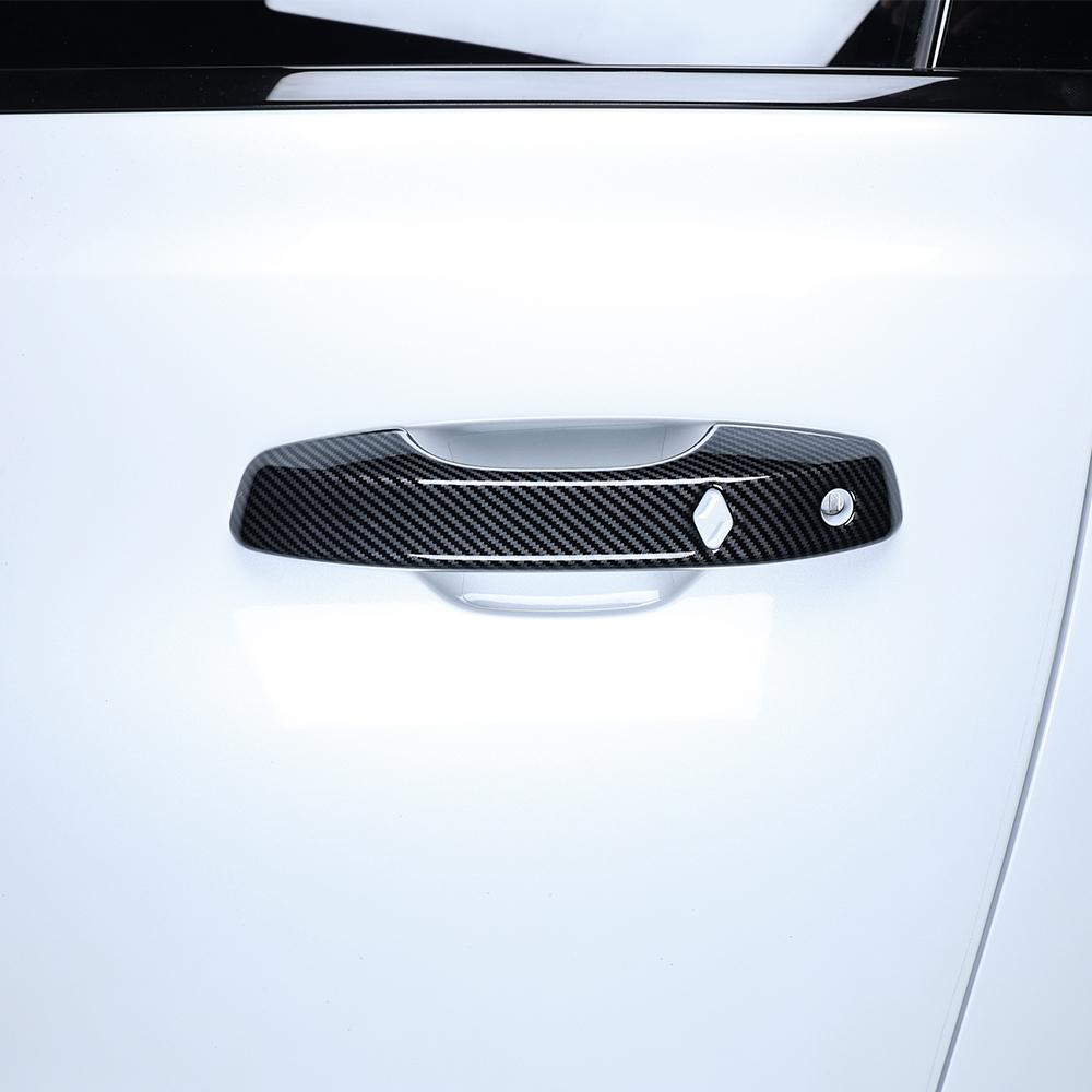 Carbon Fibre Gloss Black Design Exterior Door Handle Trim For Renault Grand Koleos 2024-2026 LHD Auto e Exterior Accessories