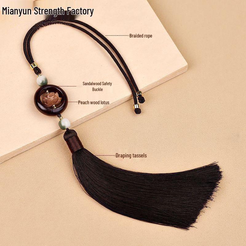Sandalwood Lotus Car Pendant: Elegant Rearview Mirror Decoration