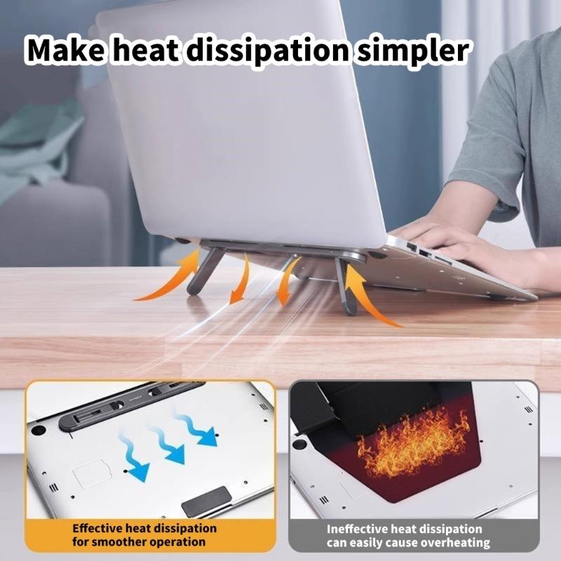 Ergonomic Laptop Stand Foldable Design 2 Level Heights Adjustment Builts In Ventilation For Optimal Heat Dissipation