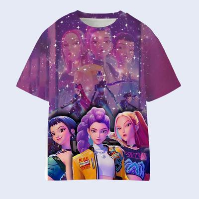 Maglietta per bambini Kpop Demon Hunters Anime Cartone Animato Estiva Manica Corta Casual Maglietta Harajuku Ragazzi Ragazze Regalo Cool Top