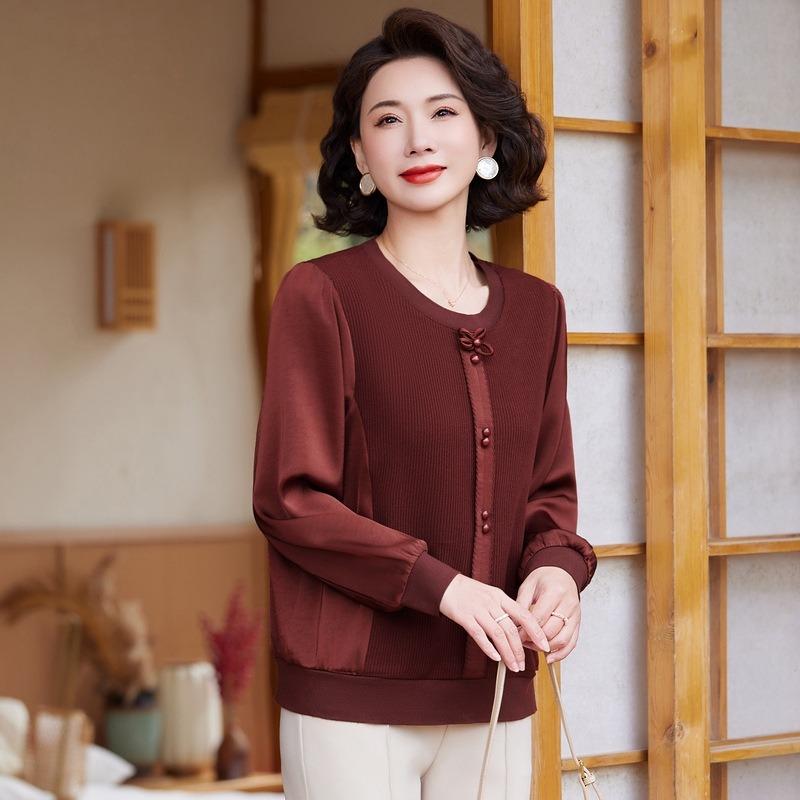 Temperament Spring and Autumn Fashionable Knitted Tops and Small Shirts New Style Spring Style Bottoming Shirts for Middle-aged
