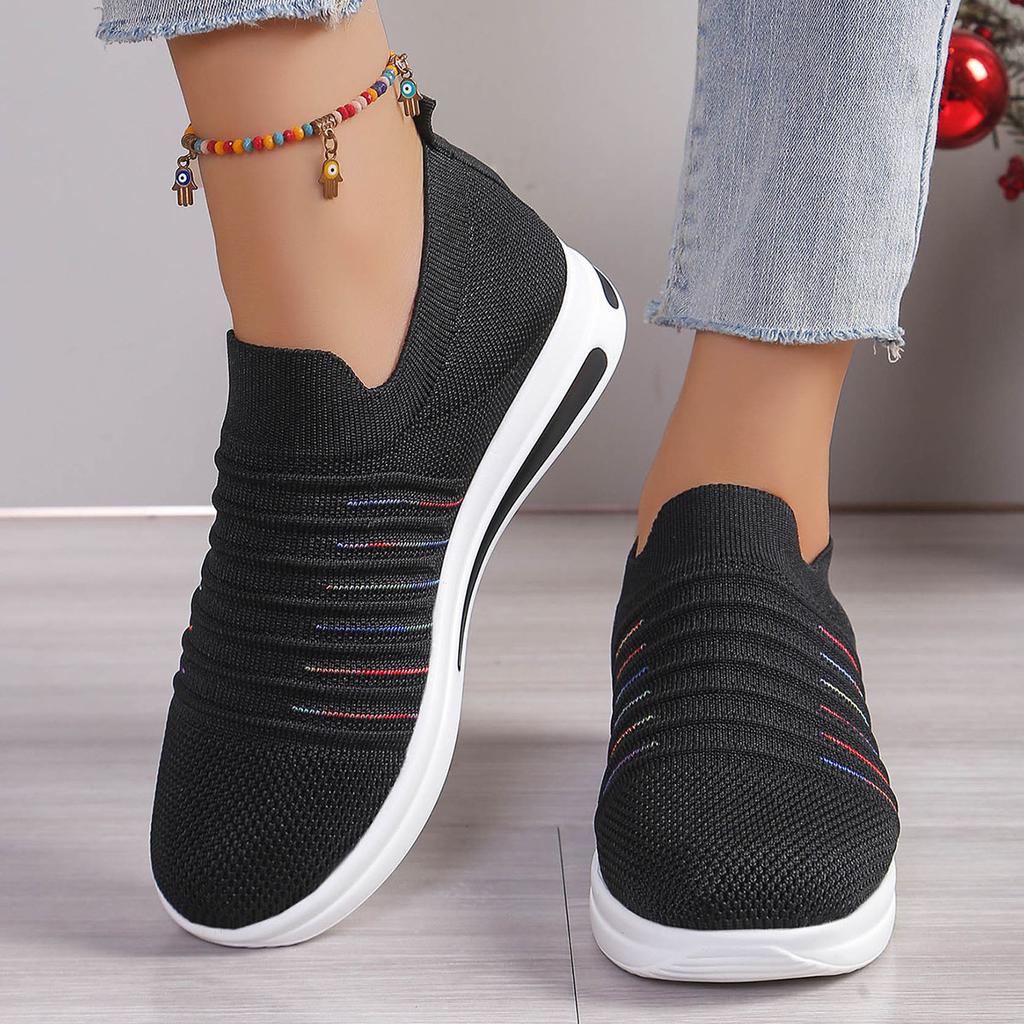 Fashion Women's Sneakers Spring Summer Versatile Thick Bottom Large Size Flat Single Shoes Mesh Breathable Slip on Casual Vulcanize Shoe
