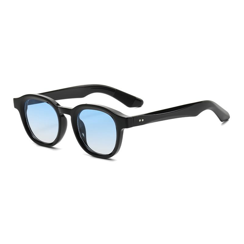 Retro Rivets Polarized Men Round Sunglasses Fashion Black Blue Trending Shades UV400 Women Clear Frame