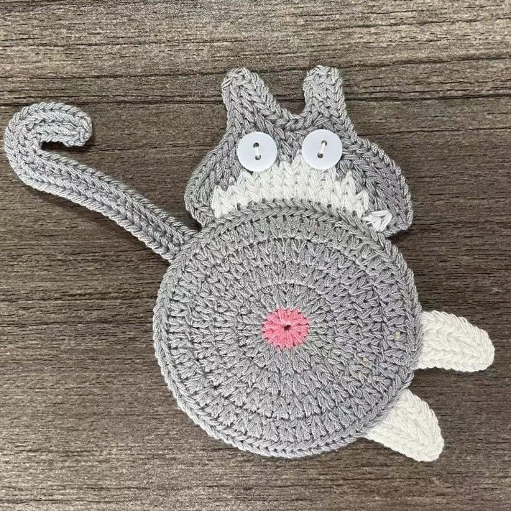 Funny Crochet Coaster Non-slip Mug Rug Cute Cat Butt Coast Home Supplies