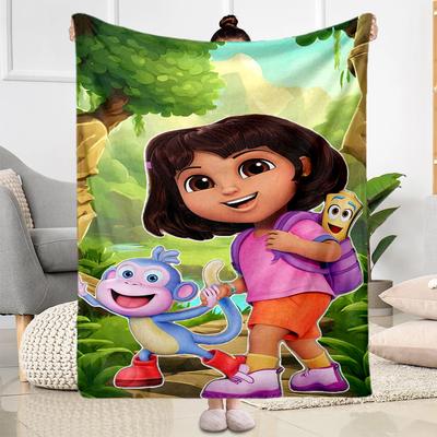 Dora Explorer Blanket Ultra-Soft Suitable for Picnics Livingroom Sofa for All Seasons Playful Design Suitable for Gifting Relatives and Friends