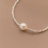Simple Personality Sterling Silver Chain Freshwater 8-9mm White Pearl Near Round 925 Bracelet Fine Jewelry Gifts for Women Girls