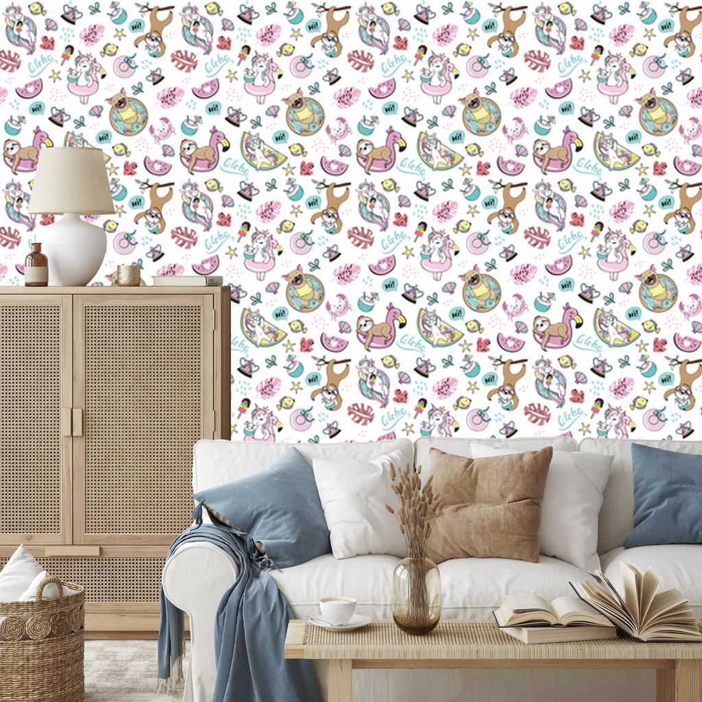Unicorns and Friends Wallpaper for Living Room and Bedroom 50x1000