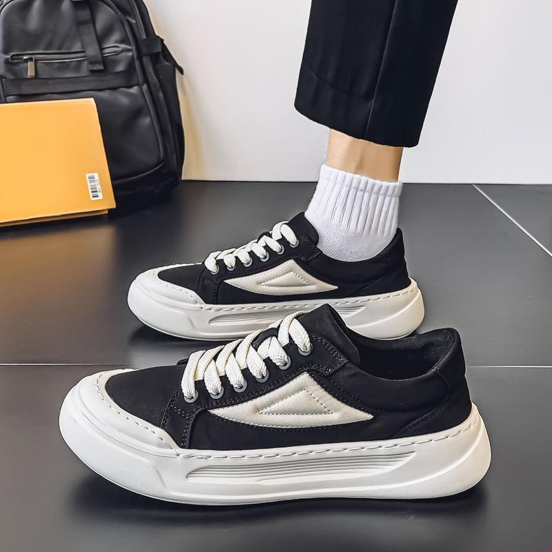 Fashion Men's Casual Shoes Lace-up Canvas Height Increasing Platform Sneakers Flat Elegant Fashion 2025 Size 44 Common New In Male Shoe