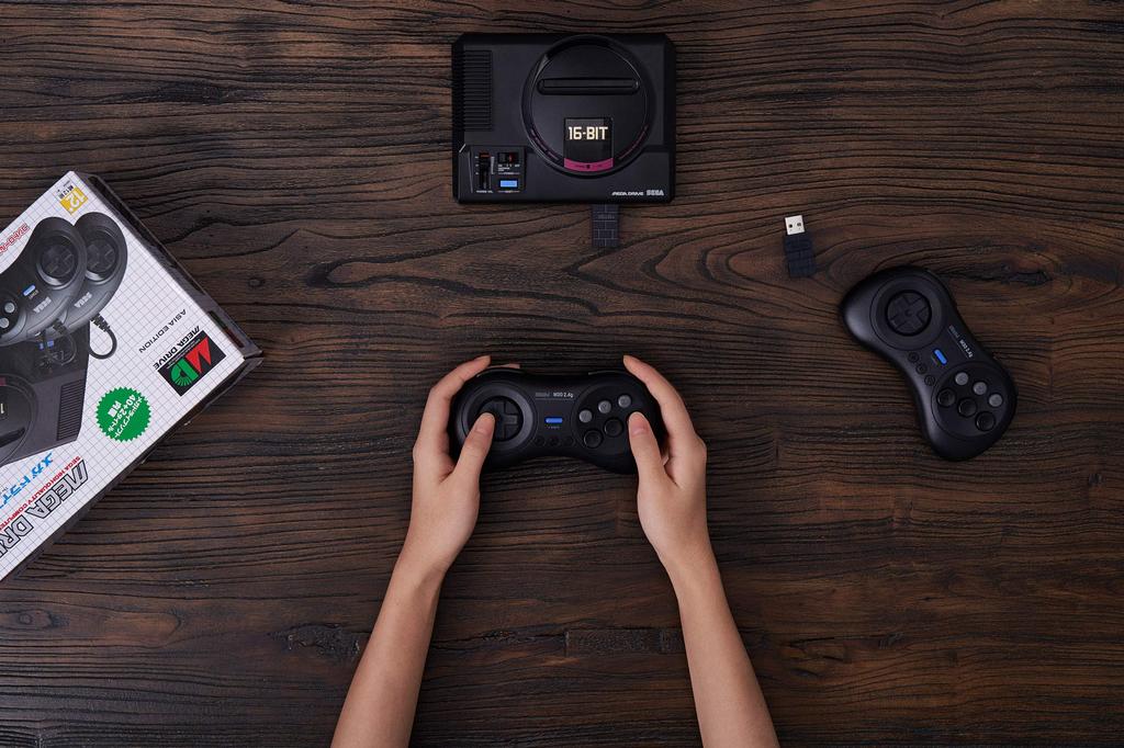 8BitDo M30 Wireless Gamepad for Sega Genesis Mega Drive and Layout 2.4G Mini, Mini, Switch, 6-Button (Black)