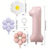 7pcs Matte Finish Daisy Balloon Number Wedding Decor Birthday Party Decoration Aluminum Foil Balloon Baby Shower Decorations