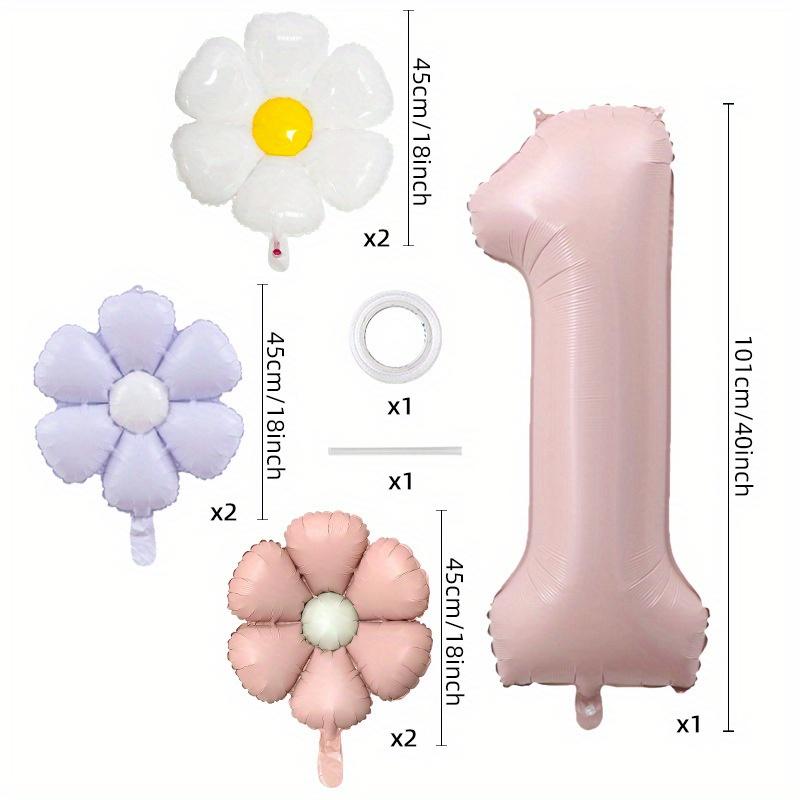 7pcs Matte Finish Daisy Balloon Number Wedding Decor Birthday Party Decoration Aluminum Foil Balloon Baby Shower Decorations