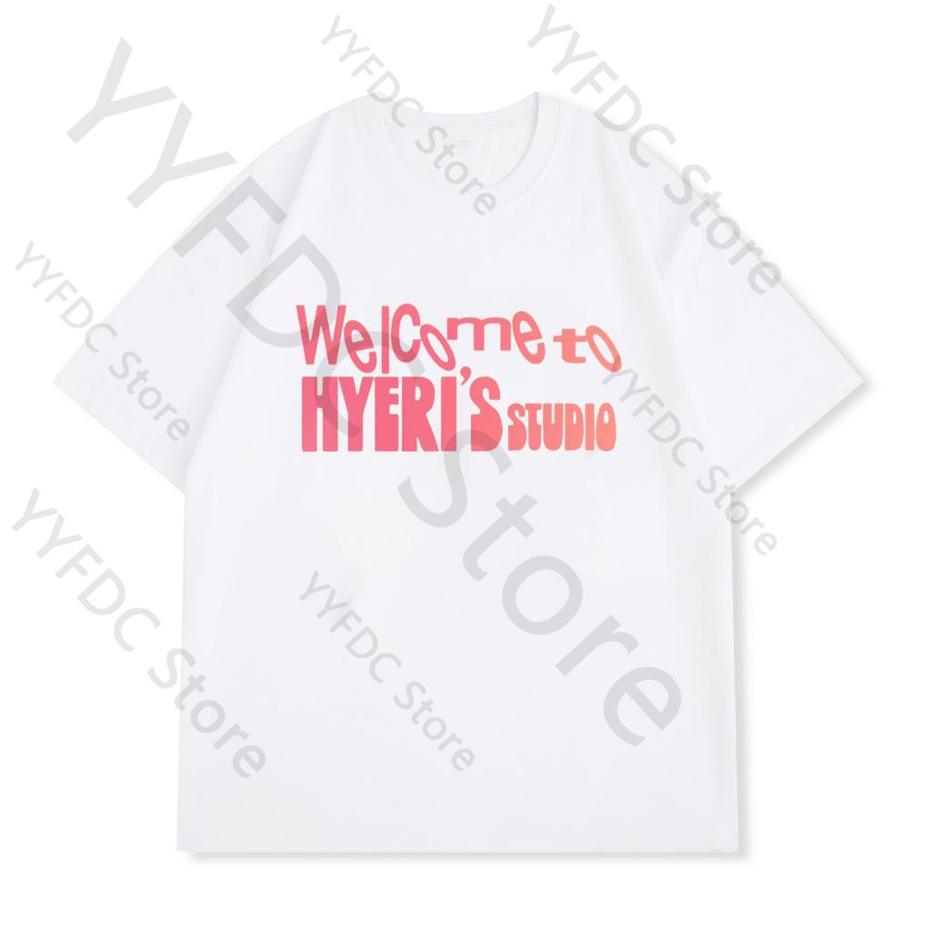 New Lee Hye Ri T Shirt Kpop Fashion Summer Cotton Short Sleeve Tee Tops HYERI FANMEETING TOUR Welcome To HYERIs STUDIO T Shirt