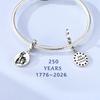 Original 925 Sterling Silver Charms Bead American Flag Independence Day Pendant Fit Original Bracelet For Women DIY Jewelry Gift