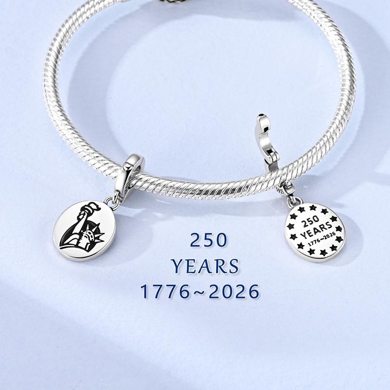 Original 925 Sterling Silver Charms Bead American Flag Independence Day Pendant Fit Original Bracelet For Women DIY Jewelry Gift