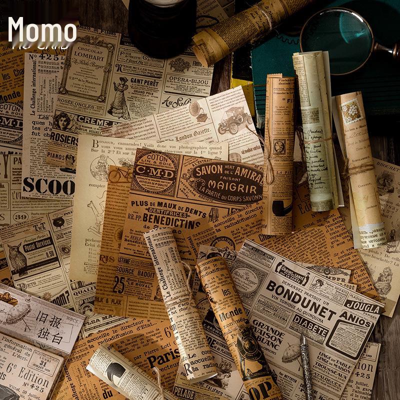 Momo Retro Album Series: English Background Paper for Journals - 30 Sheets