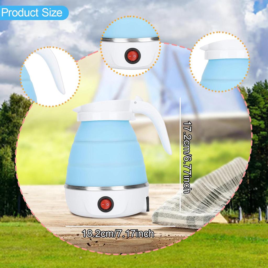 Cestovní skládací elektrická konvice 600ml silikonová lehká malá varná konvice bílá