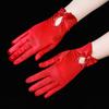 Pearl Prom Dinner Gloves Bridal Red Wedding Bridal Gloves Women Gloves Satin Mittens Bow Gloves