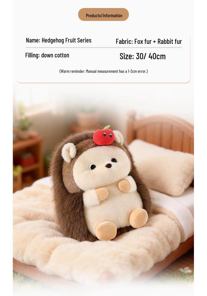 Cartoon Apple Hedgehog Plush Toy - Cute Animal Plush for Kids
