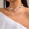 Niche Vintage Beaded Collarbone Chain Baroque Faux Pearl Necklace For Women