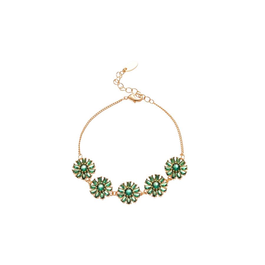 18k Gold Plated Retro Zircon Floral Bracelet – Elegant, Fashionable Hand Jewelry for Women