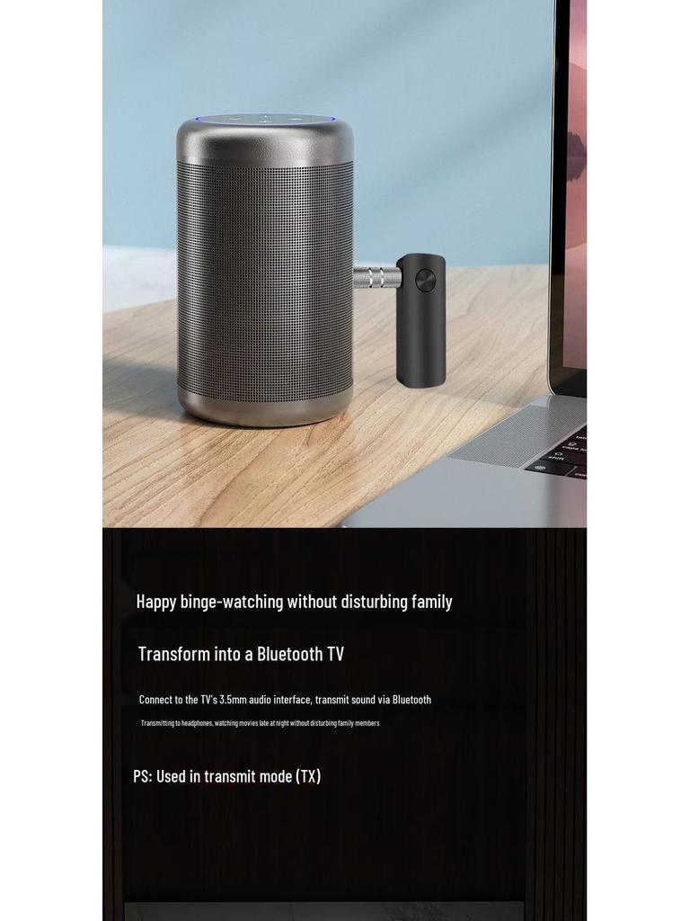 T66 AUX Bluetooth 5.0 Car Adapter: 2-in-1 Wireless Audio Receiver & Transmitter